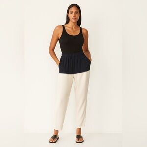 Tibi 100% Silk Pull On Pants Black Ivory Size XS 0 Evening Casual    22